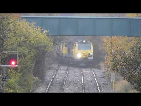 Freightliner 70003, 66620 66616, 66607 and 66615 Clag under Stamford Road working 0K98 - 24/10/20