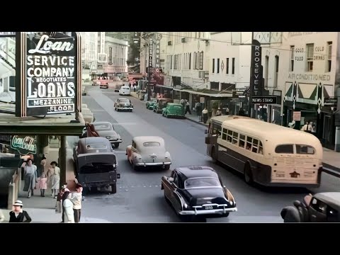 Texas 1940s in color, San Antonio [60fps,Remastered] w/sound design added