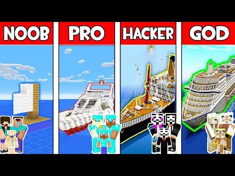 Minecraft - NOOB vs PRO vs HACKER vs GOD : FAMILY BOAT in Minecraft ! Animation
