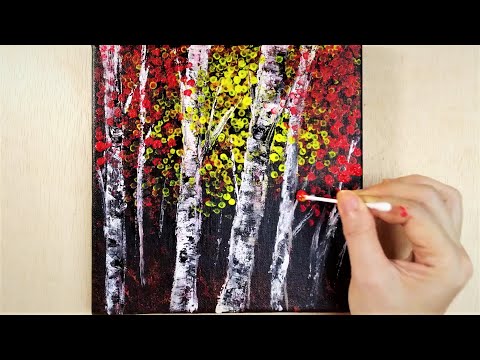 Fall Birch Tree painting | acrylic painting #appleart n123