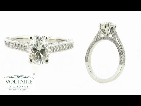 Oval Solitaire with Pave Set Shoulders - ER 1524
