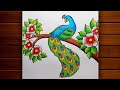 Peacock Scenery Drawing || How to Draw Peacock for Beginners || Peacock Drawing ||Creativity Studio.