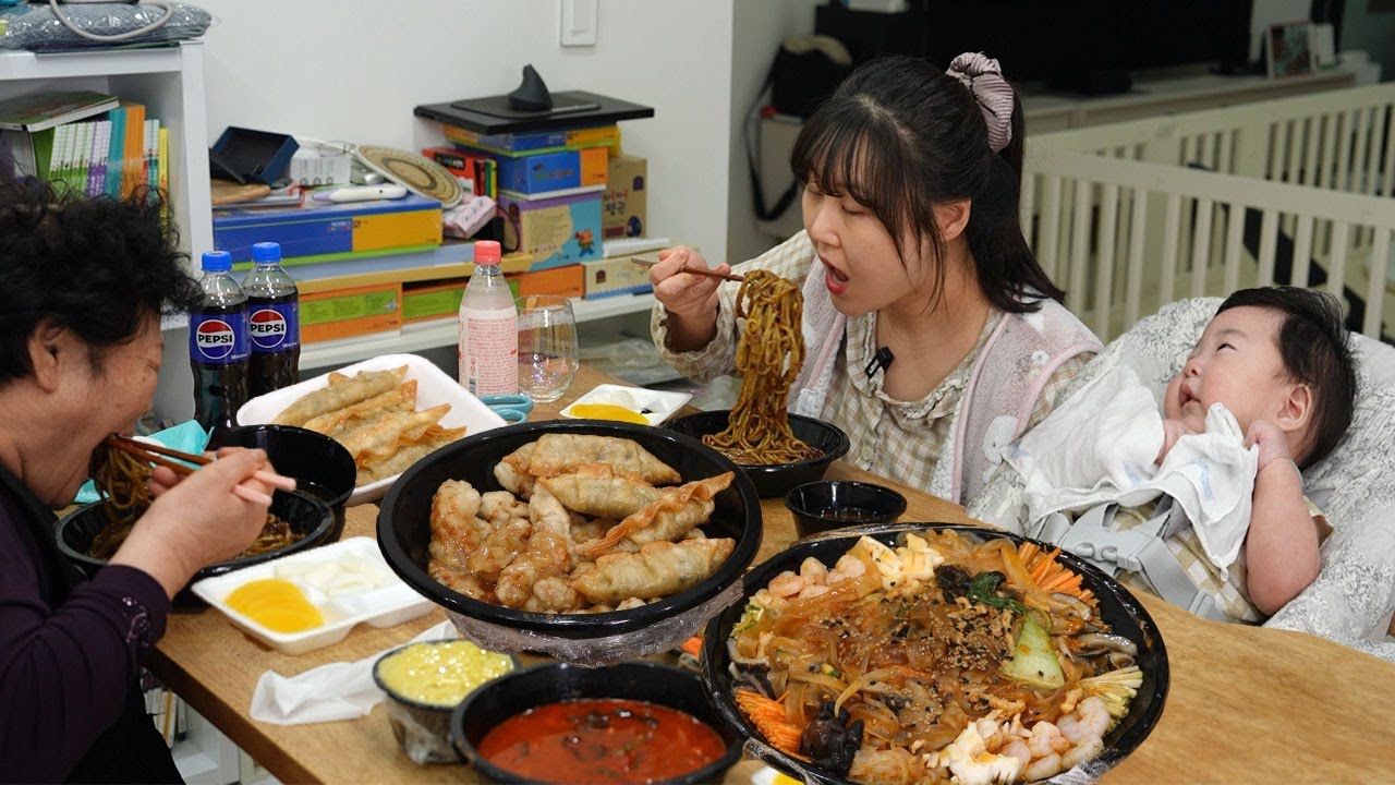 짜장면 먹방 가족과 함께 먹어서 더 맛있네요~😋양장피, 탕수육 MUKBANG