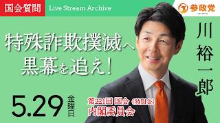 【国会アーカイブ】「特殊詐欺撲滅へ黒幕を追え！」衆議院議員 川裕一郎 国会質疑 令和8年5月29日 参政党