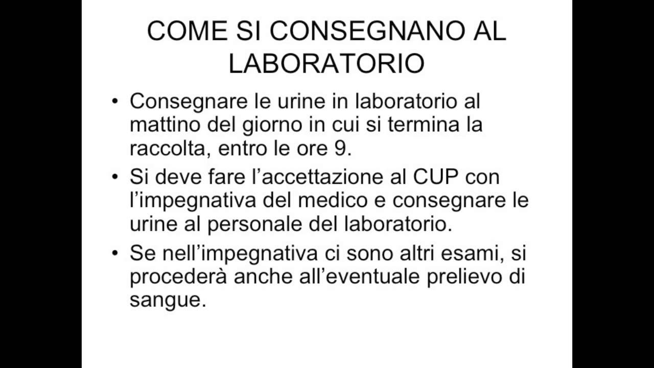 Esami di Laboratorio su urine delle 24 ore