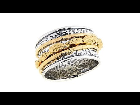 LiPaz 2Tone "Garden" Hammered Spinner Sterling Silver Ri...