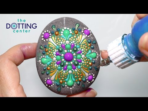How to paint a Dot Mandala Stone using Paint Bottles Full Tutorial
