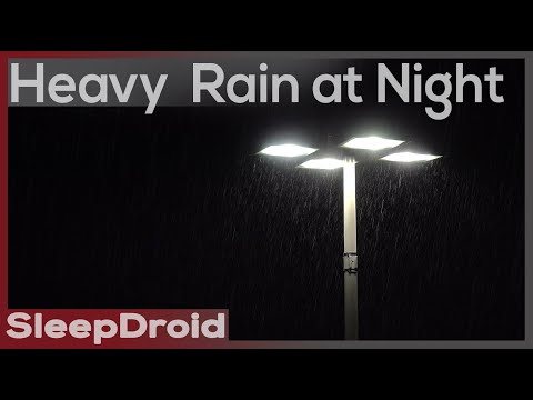 ►Hard Rain at Night by a Streetlight ~ Rain sounds for sleeping. ~ No thunder (Lluvia) (Chuva)
