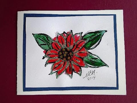 DIY HOW TO PAINT A POINTSETTIA CARD, cardmaking, Christmas cards
