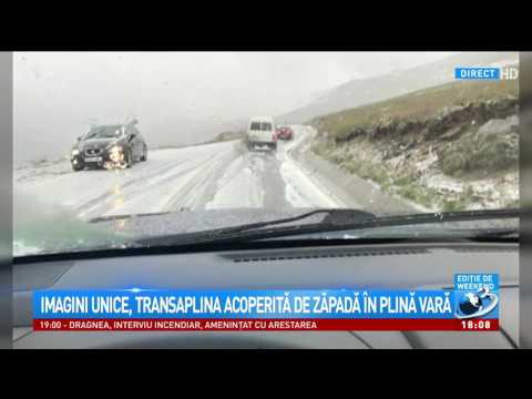Imagini unice, Transalpina acoperită de zăpadă în plină vară