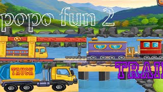 Popo Build a bridge with road and train lines.truck vs train 😀👋