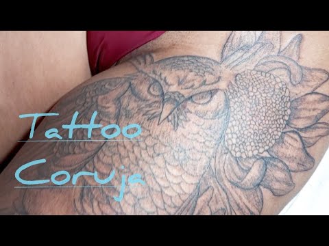 tattoo coruja girassol floral Whip Shading