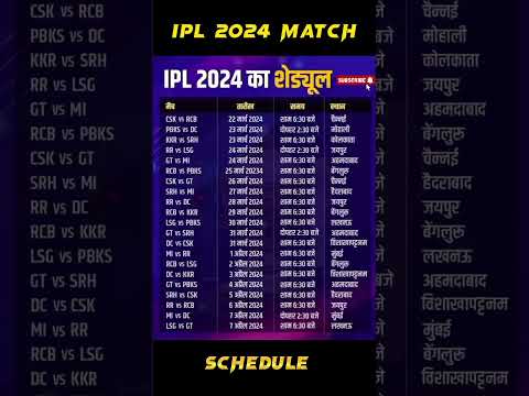 IPL Match Schedule by 2024 || IPL 2024 ka match list || #ipl