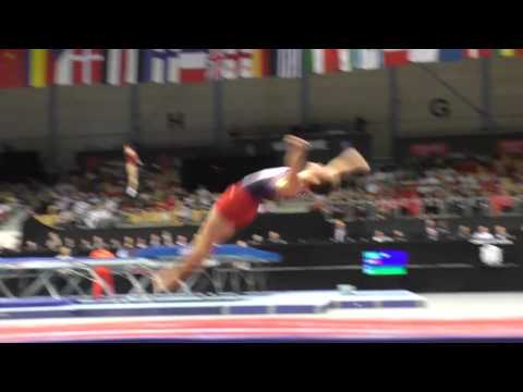 Brandon Krzynefski - Pass 1 - Tumbling - 2015 World T&T Championships Qualifying