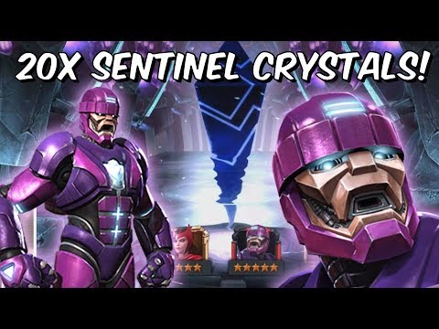 20x 5 Star Sentinel Grandmaster Featured Crystal Opening! - Marvel Contest Of Champions
