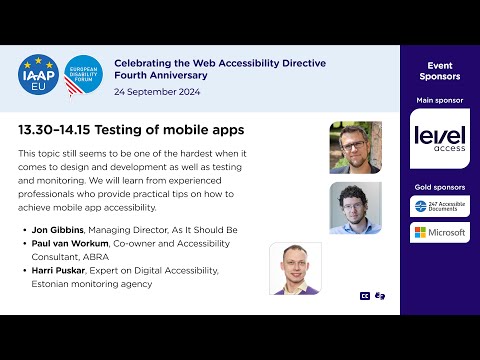 Session 4: Testing of mobile apps (IAAP EU WAD Event 2024)