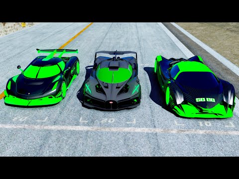 Bugatti Bolide Alien Engine vs Koenigsegg Jesko Alien Engine vs Devel Sixteen Alien Engine