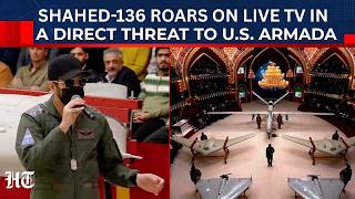 US Warships Get LIVE Warning? Masked IRGC Official Responds With Shahed-136 Demo As Audience Cheers