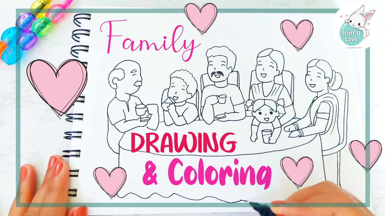 Easy Quarantine Drawing Family spending time together |Stay Home |Stay Safe | Stay Creative |