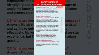 Safety Officer Interview Questions and Answers
