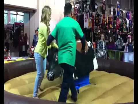 Blind Girl VS Mechanical Bull - who will win?