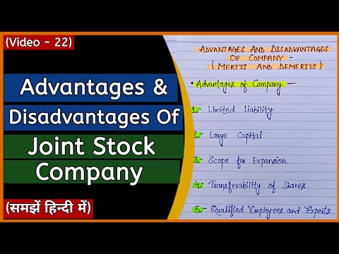 Advantages And Disadvantages Of A Joint Stock Company In Hindi | Business Organisation |