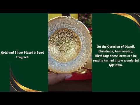 Golden,silver round shape designer bowl gift set, polished