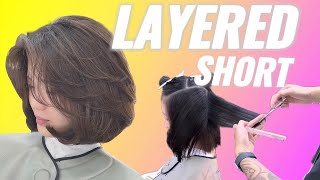 How to Cut a Perfect Layered Short Hair to Create Volume | Layered Short Bob Haircut Tutorial