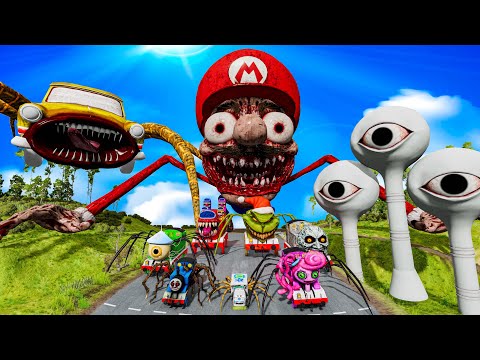 ALL MONSTERS Big & Small Cars vs Downhill Madness with MONSTERS BeamNG.Drive