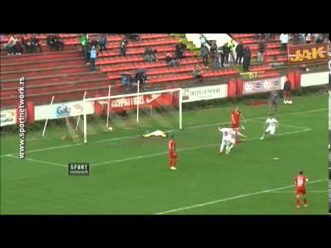 Pogodak Davora Škerjanca na utakmici 12. kola JSL Napredak - Voždovac 0:2 (0:2)