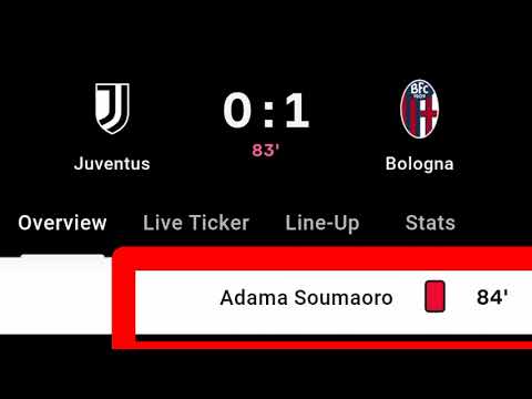 Adama Soumaoro Red Card Vs Juventus | Juventus Vs Bologna | 0-1 |