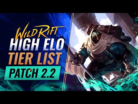 BEST HIGH ELO Champions TIER List - Patch 2.2  - Wild Rift (LoL Mobile)