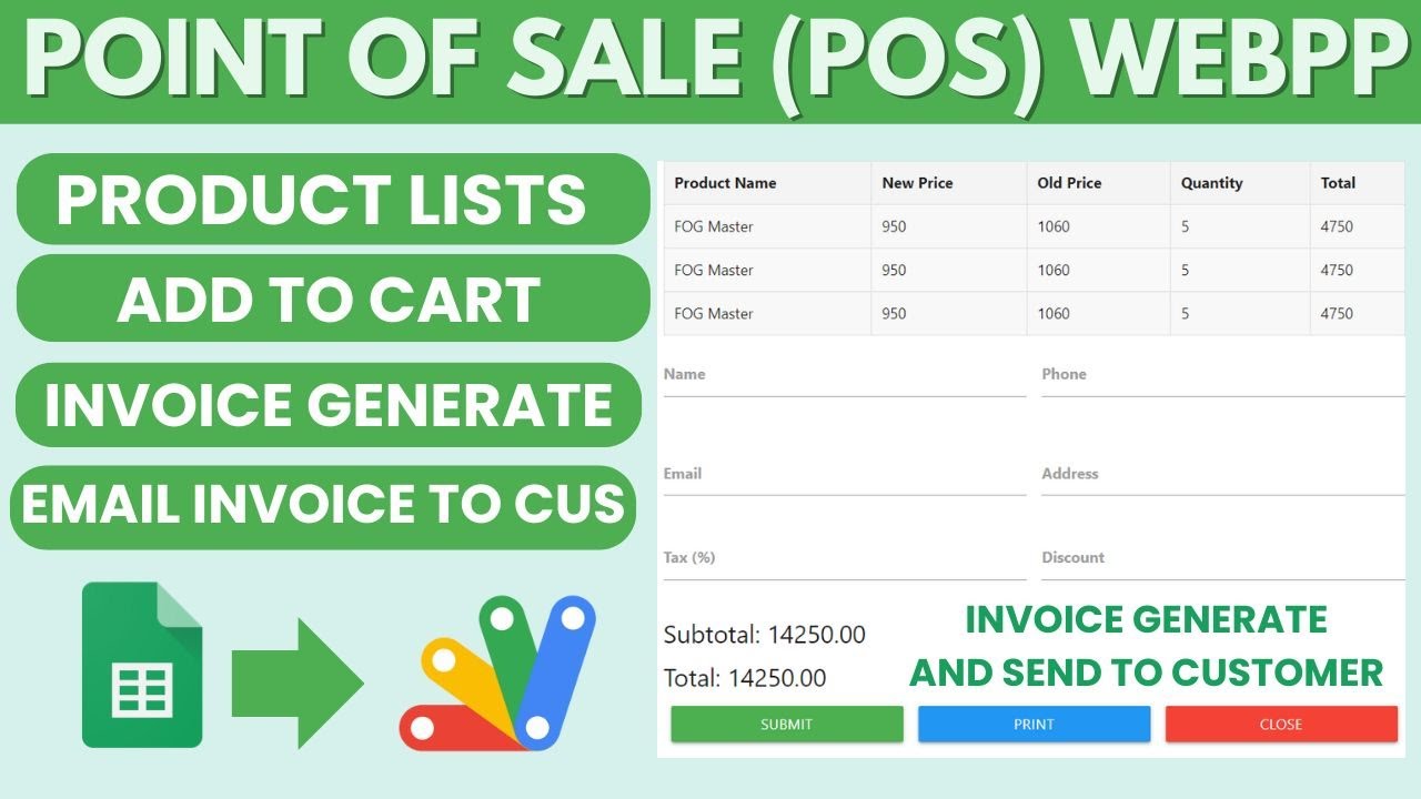 Create POS ( Point of Sale ) Web App Using Google sheet & Appscript | B37