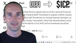 All Crypto DeFi in EU may be forced to move to Internet Computer Protocol ICP