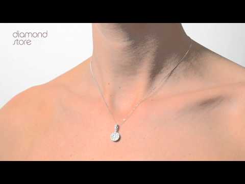 R4636 - 18K White Gold Cluster Diamond Drop 0.75ct Pendant