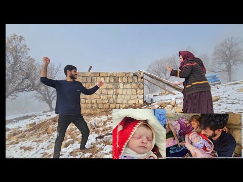 Newborn baby in a snow hut: simple and happy life in the mountains