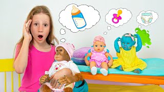 Nastya helps take care of her younger sister