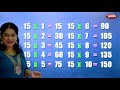Table of 15 in English | 15 Table | Multiplication Tables English | Learning Video | Pebbles Rhymes