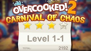 Overcooked 2. Carnival of Chaos. Level 1-1. 4 stars. Co-op