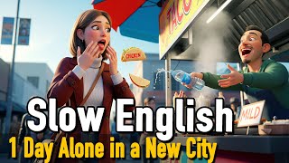 One Day Alone in a New City with NO Phone, NO Help! | A1-A2 English | Daily English Conversation