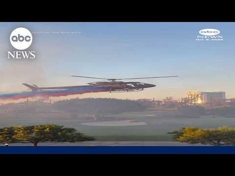 Helicopter stunt wows guests at California fundraising event