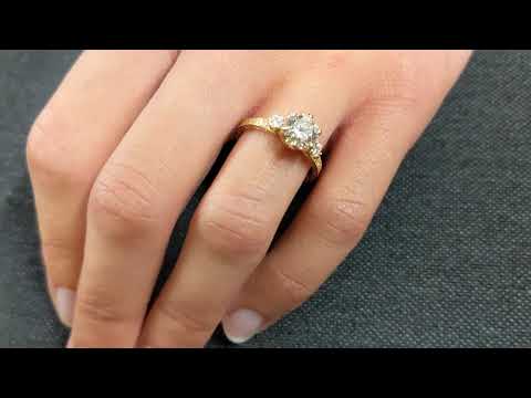 Lab Grown Diamond 14k Real Gold Moissanite Diamonds Dainty Round 3 Stone Engagement Ring