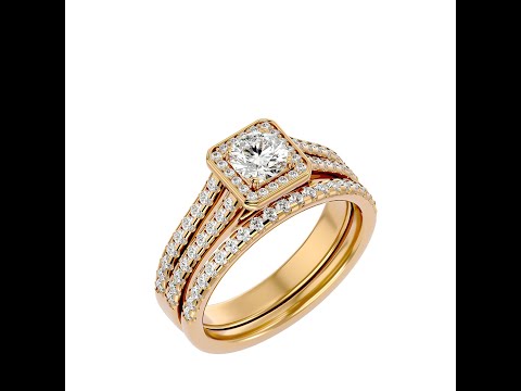 Inel de logodna Halo si Verigheta semi Eternity  Exquisite Aur 18k Diamante Naturale - Clarice