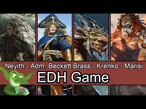Neyith vs Admiral Beckett Brass vs Krenko vs Marisi EDH / CMDR game play for Magic: The Gathering