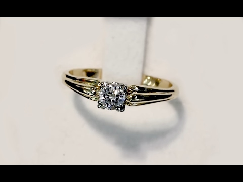 0.28 ct Diamond and 18 ct Yellow Gold Solitaire Ring - Vintage Circa 1990 A5347