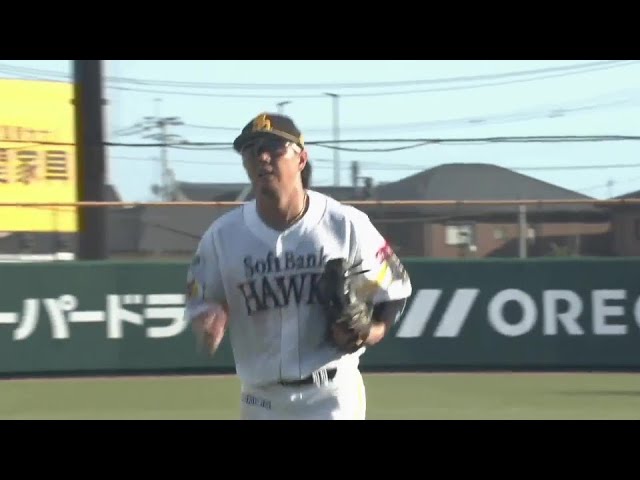 【ファーム】強肩で得点阻止!! ホークス・佐藤直樹がストライク返球を見せる!! 2024年7月27日 福岡ソフトバンクホークス 対 くふうハヤテベンチャーズ静岡