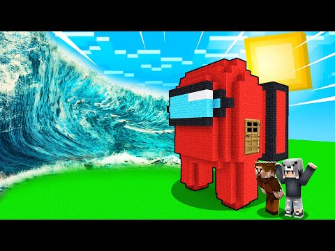 TSUNAMİ VS AMONG US EV! 🌊 - Minecraft