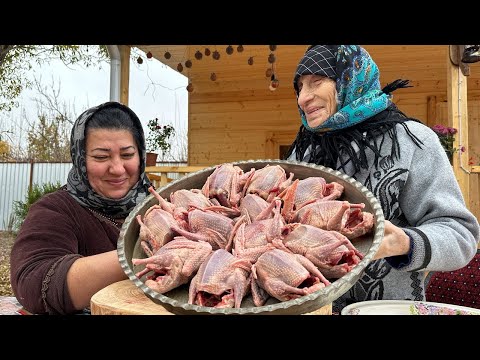 Juicy Fried Quail Kebab on the Grill | Azerbaijan Village Style