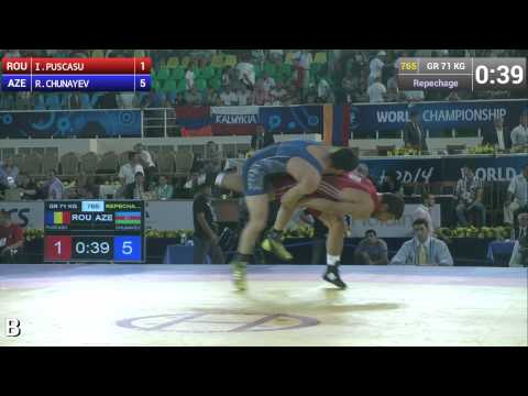 Repechage   Greco Roman Wrestling 71 kg   R CHUNAYEV AZE vs I PUSCASU ROU   Tashkent 2014