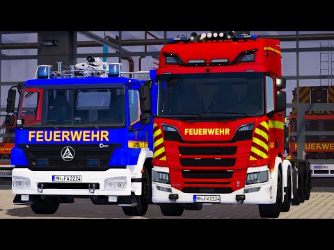 Blue Emergency Call 112 - Bonn Swap Body Vehicle and Firefighter First on Duty! 4K